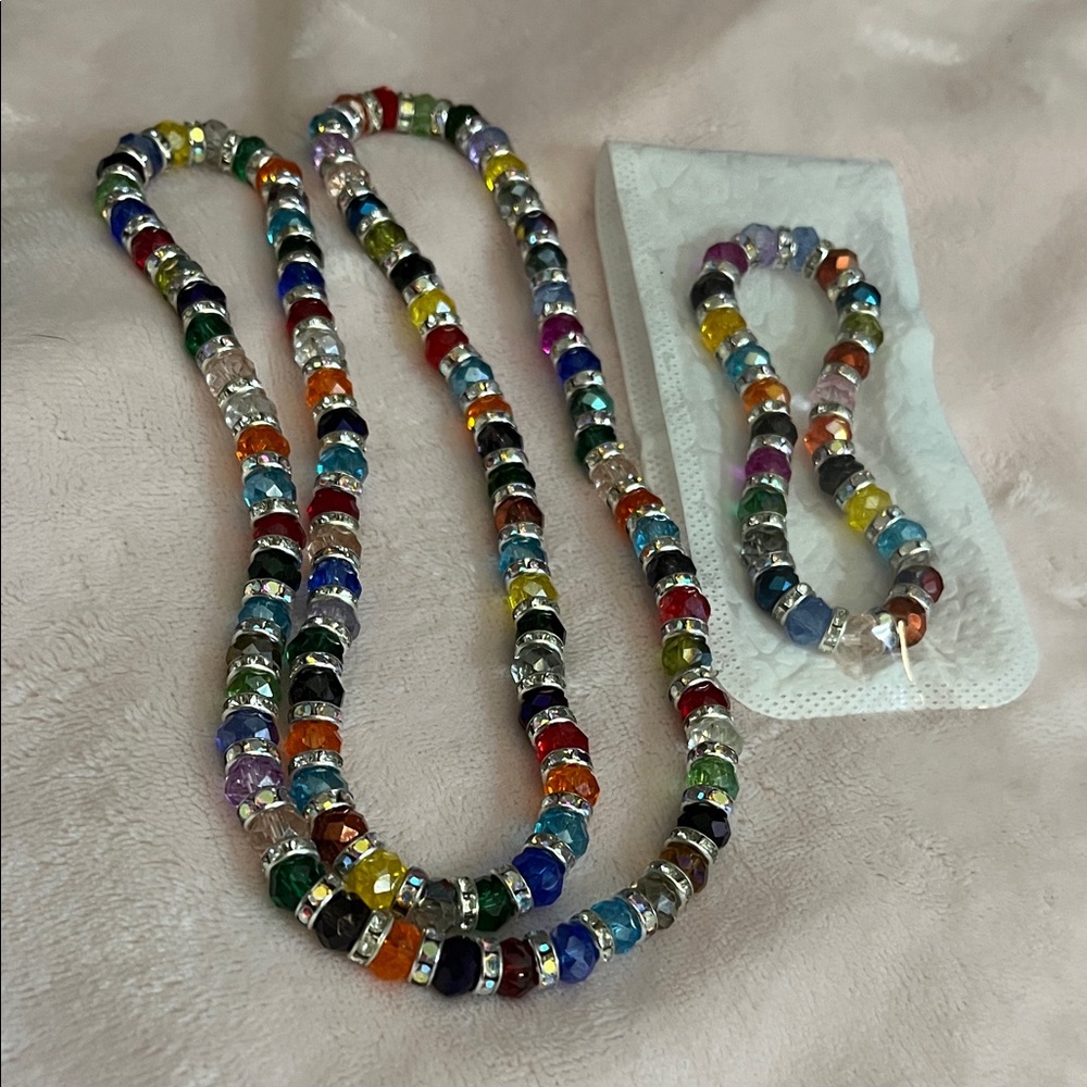 Multicolor Crystal Necklace and Bracelet set